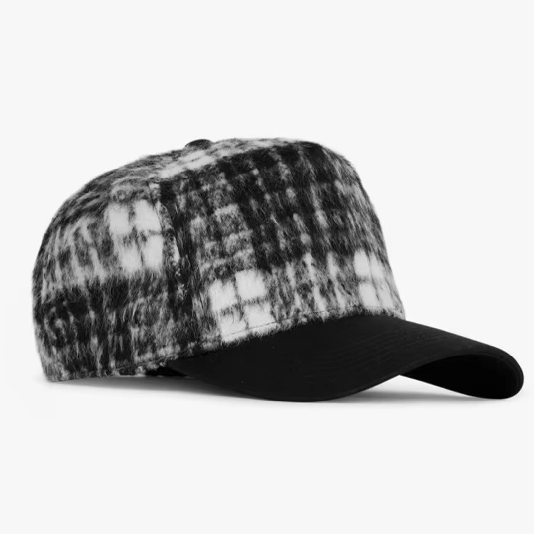 Autumn Winter Curved Brim Baseball Sport Cap Custom 6 Panel Distressed Retro British Plaid Felt Baseball Cap