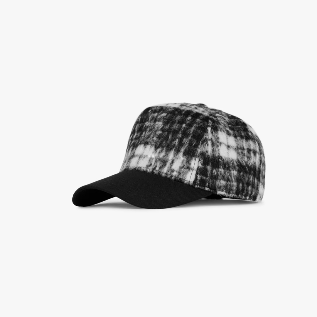 Autumn Winter Curved Brim Baseball Sport Cap Custom 6 Panel Distressed Retro British Plaid Felt Baseball Cap