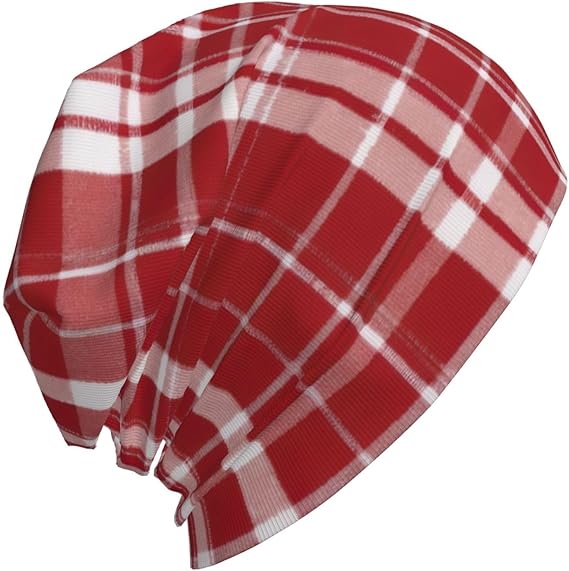 Plaid Red and Black Print Summer Fashion Beanie Men Women Unisex Knit Hat Hipster Hat