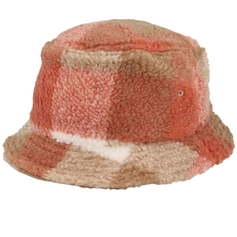 Original Whitesand Toffee Sherpa Check Bucket Hats Custom Logo Blank Keep Warm Wide Brim Winter Hat for Men Women and Children