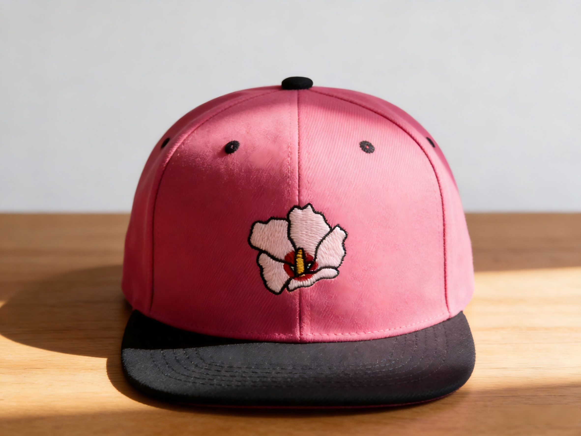 High Quality 6Panel Baseball Cap Pink Black Embroidery Custom Embroidered Structured Snapback Hat for Unisex Fashion Adjustable