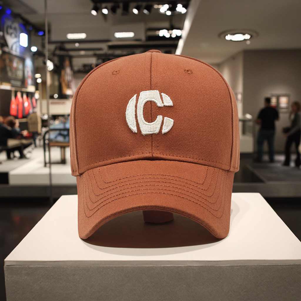 Letter 'C' Embroidered 100% Cotton Hard-brimmed Wide-brimmed Adjustable Sun Visor Baseball Cap Silver Copper Buckle for Street