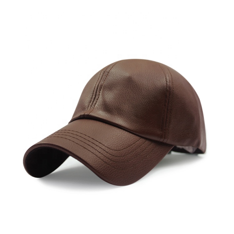 Custom High Quality 6 Panel Baseball Cap in Faux Leather Oxford Fabric with Custom Logo for Sports
