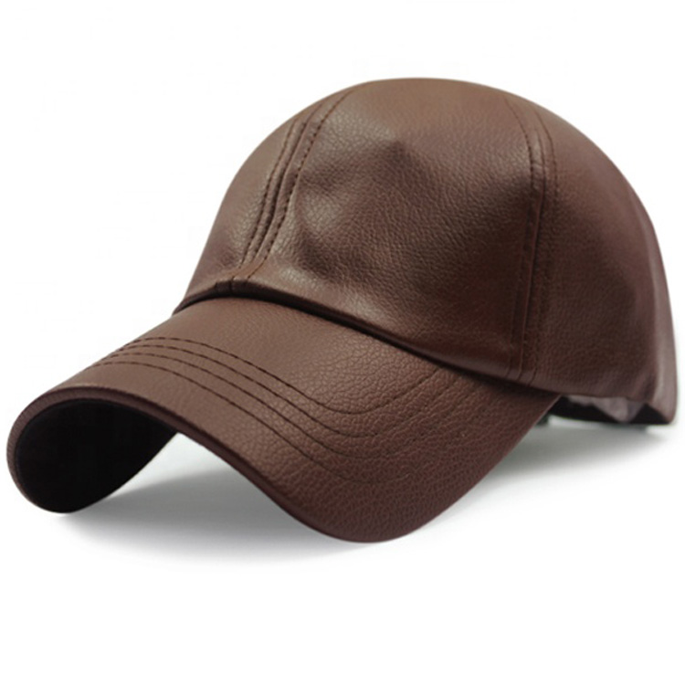 Custom High Quality 6 Panel Baseball Cap in Faux Leather Oxford Fabric with Custom Logo for Sports
