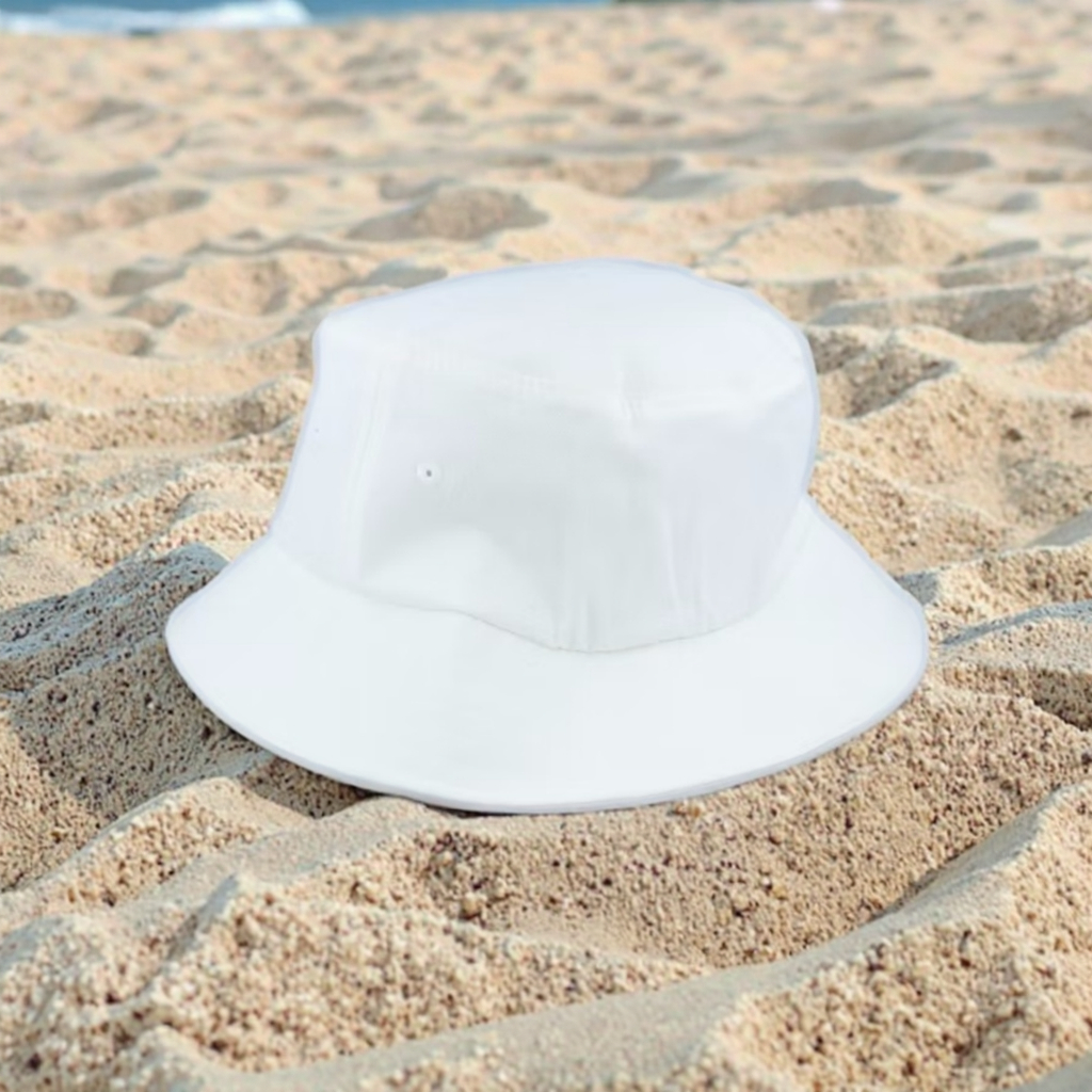 High Quality Custom Designer Embroidered Sunny Waves White Bucket Hat Beach Style Fisherman Logo Men Women Bikini Sun Protection