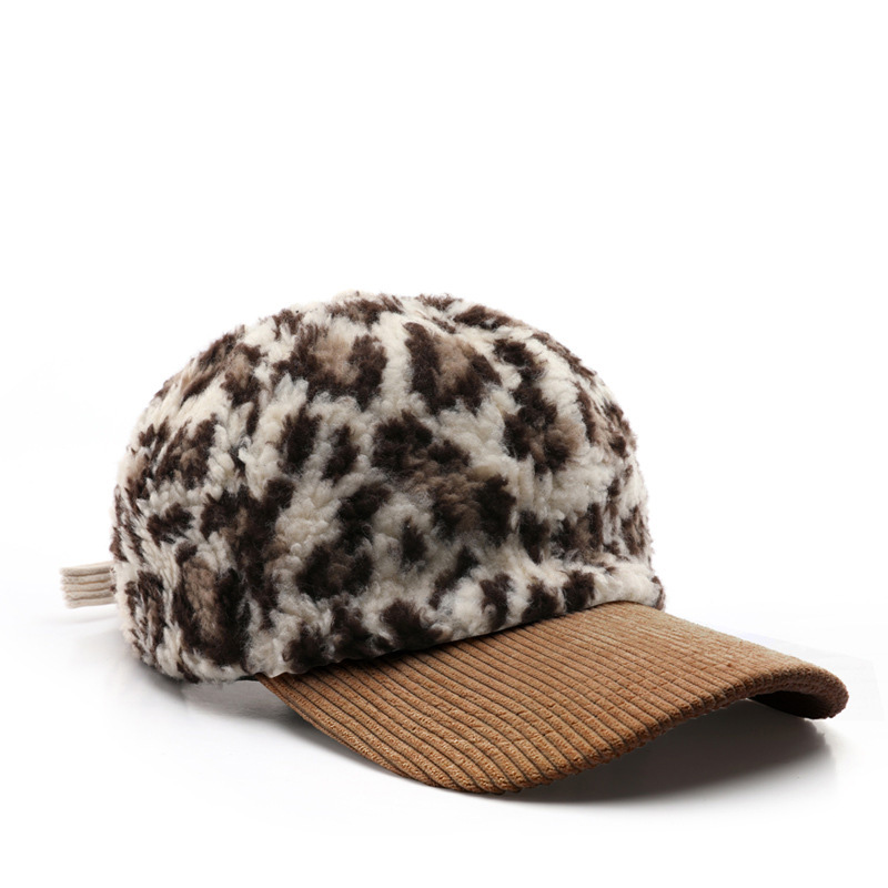 Autumn & Winter Personalized Retro Color-Block Leopard Print Baseball Cap - Warm, Cold-Resistant & Sun-Shading Visor Cap