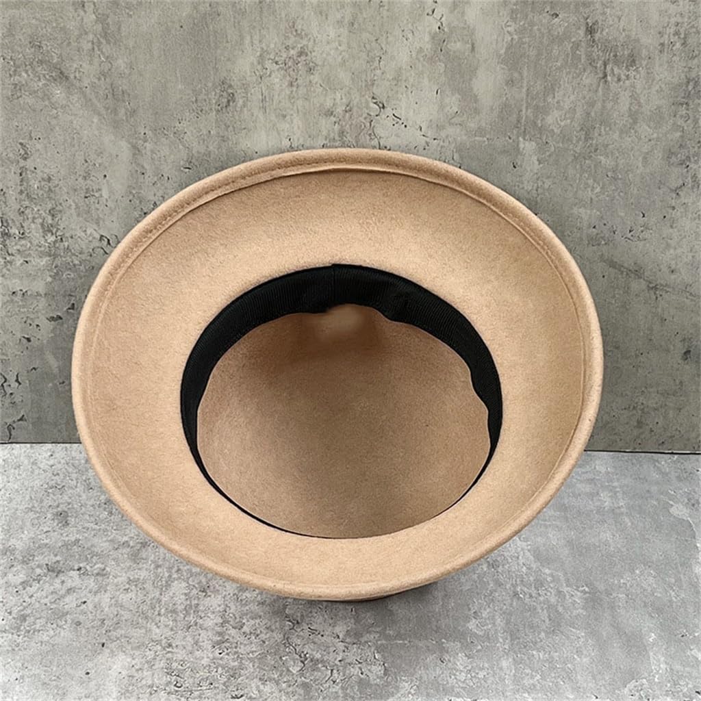 Autumn and Winter Curry Color Bowler Hat European and American Style Round Top with Large Brim Fisherman's Style