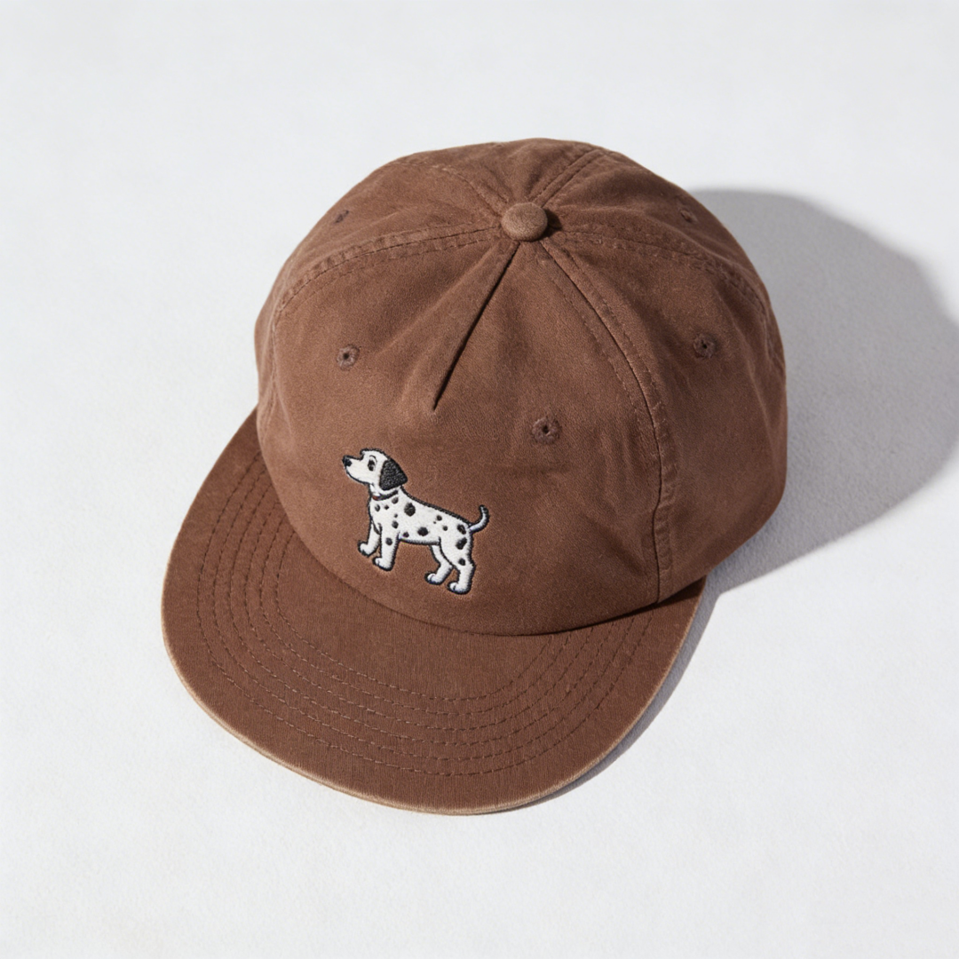 Custom 5-Panel Sports Flat Brim Animal Pattern Embroidered Cap Cotton Brown Breathable Waterproof Street Snapback Baseball Caps