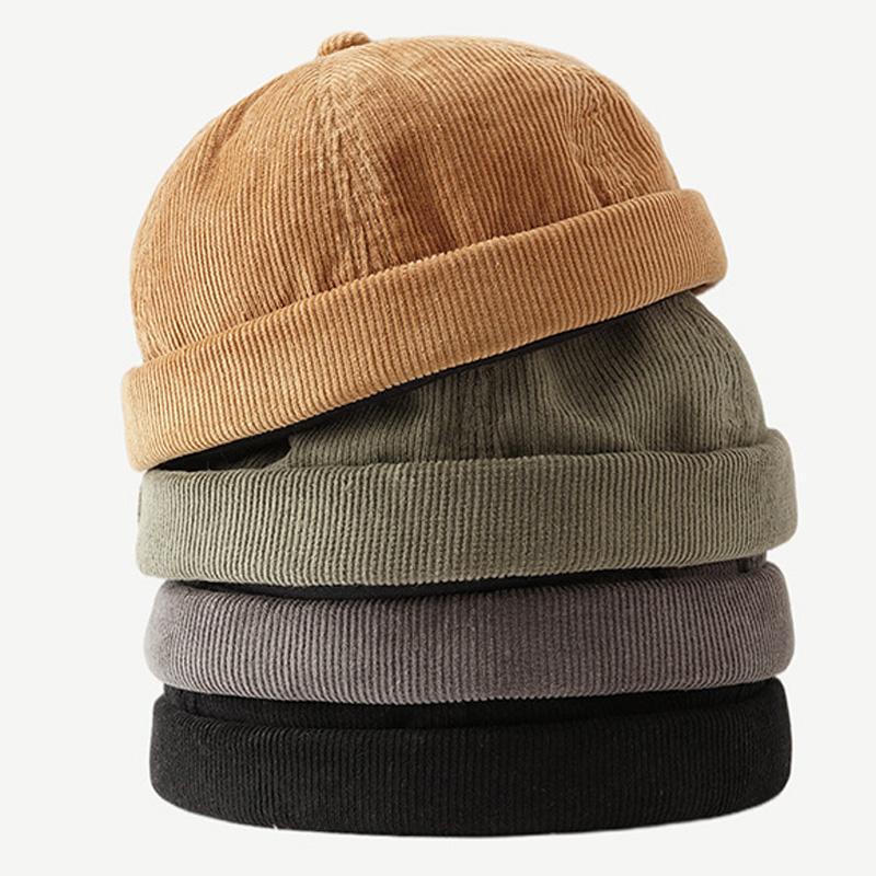 Manufacturer's Fashion Street Hip Hop Style Corduroy Skull Cap Custom Logo 3D Embroidery for Beach Business & Travel