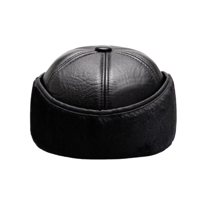Custom Black Leather Baseball Dad Hat for Men BSCI Certified Winter Warm Vintage Cap with Embossed Logo High Quality Style Image