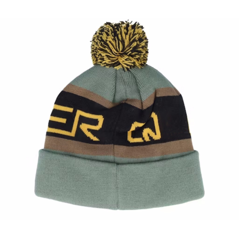 Customizable 100% Acrylic Knitted Green Light Winter Beanie Warm Winter Cuff Beanies with Pom Pom Adults' Logo Design Beach Wear