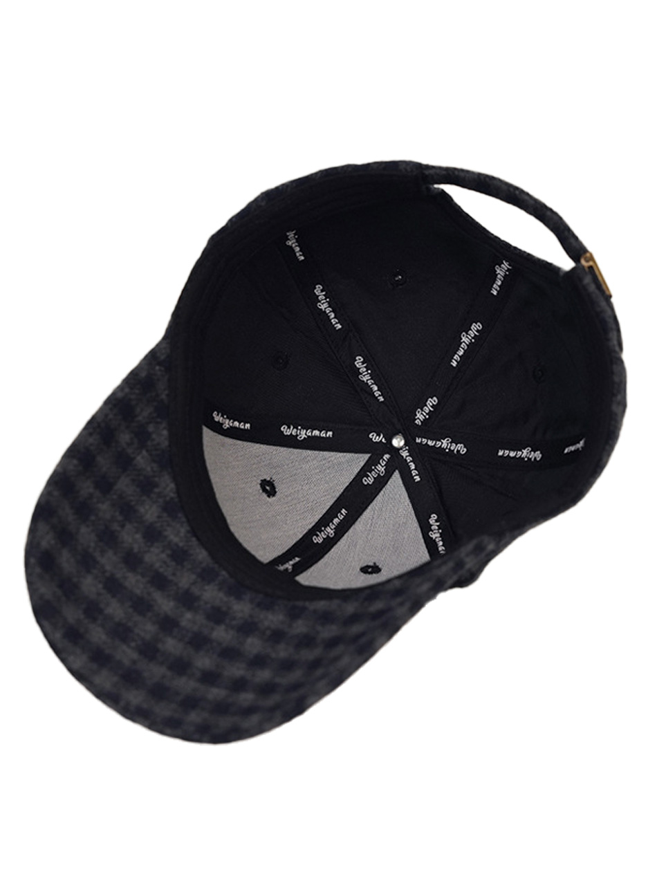 Korean Version of Winter and Autumn Small-checkered Baseball Cap - Warm Wool Hard Top