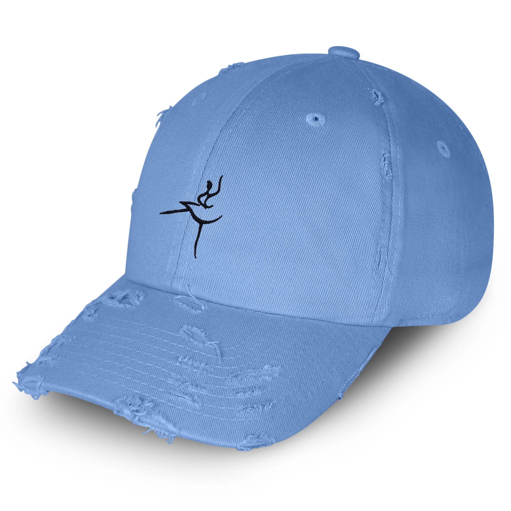 2026 Premium Light Blue Distressed Cotton Baseball Cap with Embroidery Vintage Washed Adjustable Dad Hat Comfortable Casual  Hat