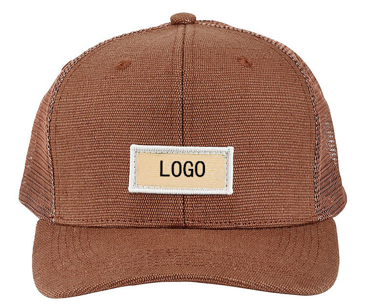 Fashion 6 Panel Unisex Mesh Trucker Caps Hats With Custom Woven Patch logo