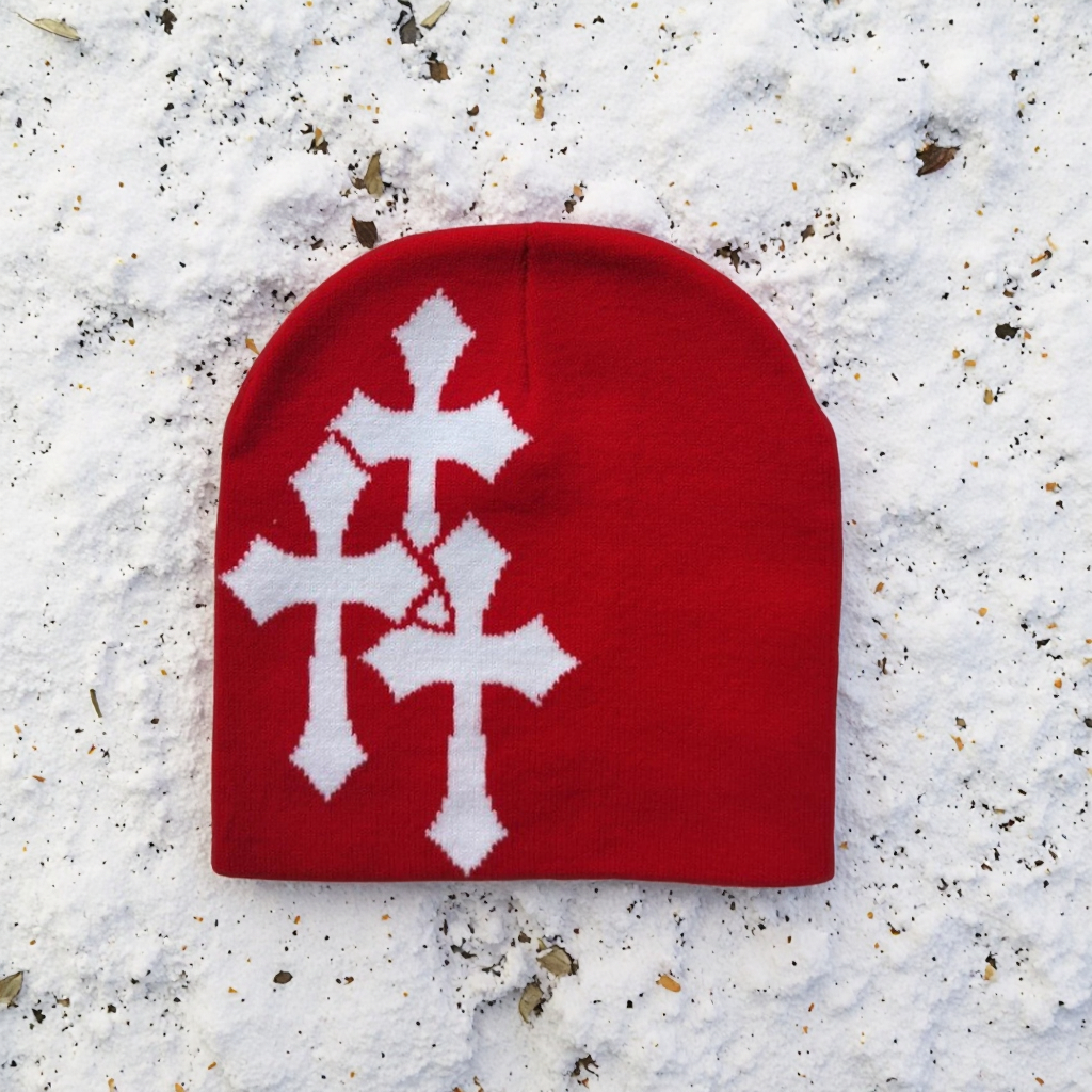 Trendy Cross-Shape Jacquard Hats for Men and Women Popular Hip-hop Street Style for Outdoor Sports and Travel