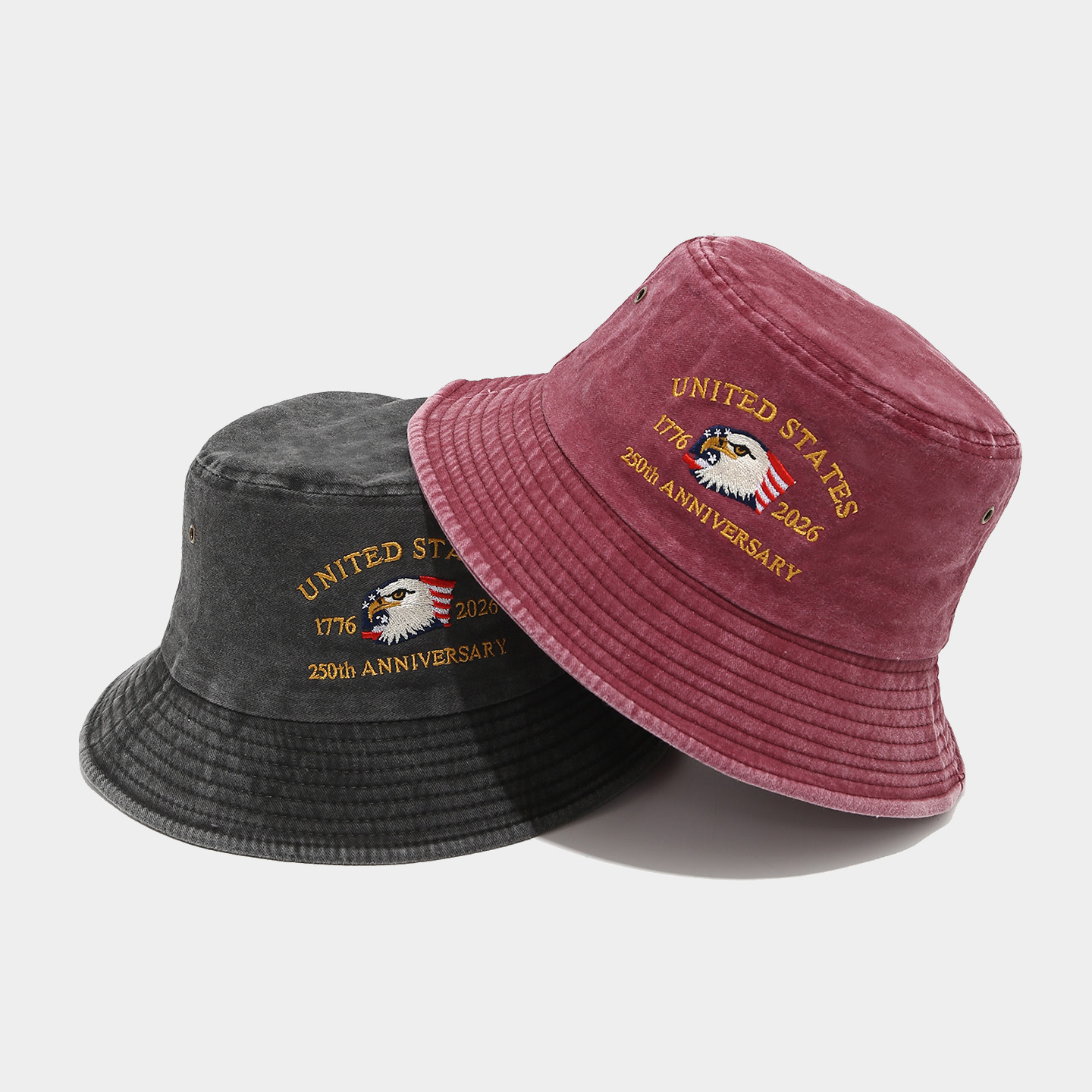 Commemorative 250th Anniversary Cap Washed Fisherman Hat Custom Wide Brim Embroidered Logo Bucket Hat