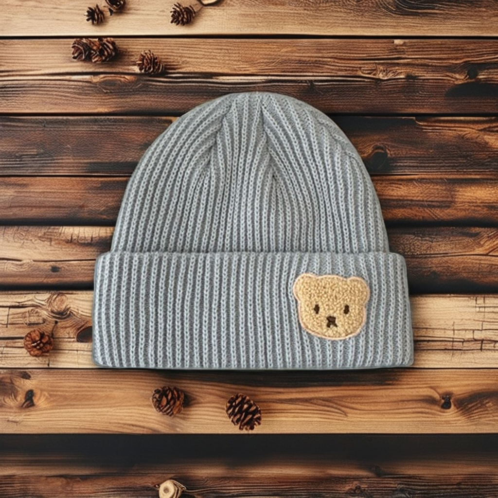 Custom Wool Knitted Beanie Hat with Multi-Color Winter Embroidery Cute Little Bear Logo Newly Designed Beanies