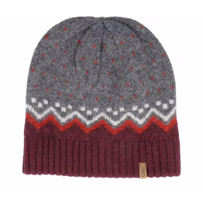 Wholesale 100% Wool Dark Garnet Beanie Warm Knit Skull Cap Soft Cuff Beanie Custom Logo Daily Winter Hats for Women Men