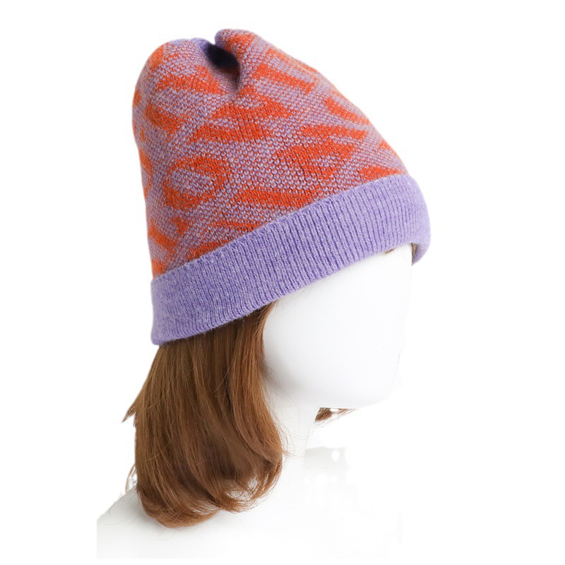 2025 Hot Sale Wholesale Fashion Winter Jacquard Knitted Hat Women Outdoor Brimless Warm Cold Hat