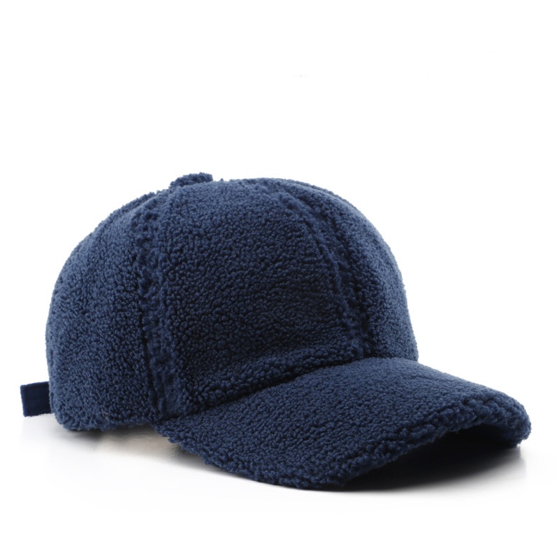 High Quality Vintage Solid Color Winter Warm Plush Wool Lamb Baseball Cap Kids Size Fashionable Sporty Curve Brim Custom Rubber