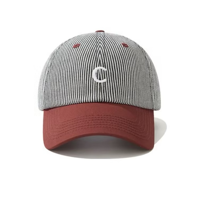 2026 Spring New Arrival High-Quality 6-Panel Baseball Cap with Embroidered Letter Logo Black and White Stripes Adjustable Size