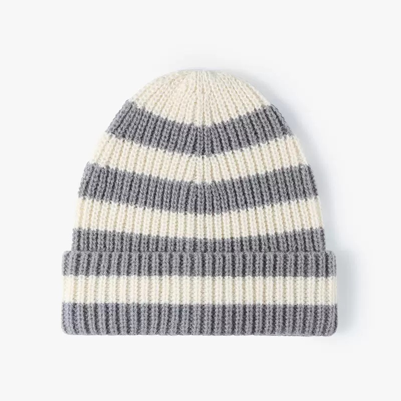 Classic Striped Knitted Cap-100% Acrylic Adjustable Unisex for Outdoor Sports Travel Casual
