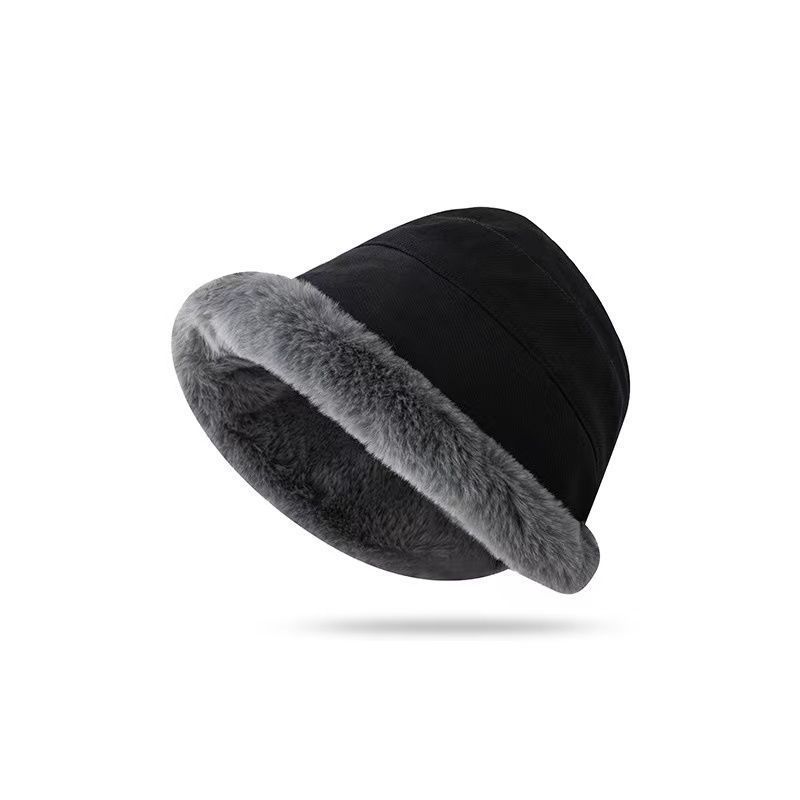 Custom Fashion Winter Plush Thickening Wool Warm Ear Protection Fisherman Bucket Hat for Women