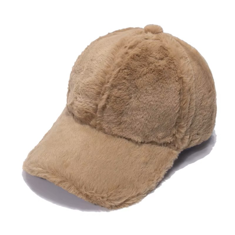 High Quality Eco-Friendly Winter Wool Baseball Cap Custom Designed Embroidery Fluffy Soft Fur Mens Womens Winter Hat