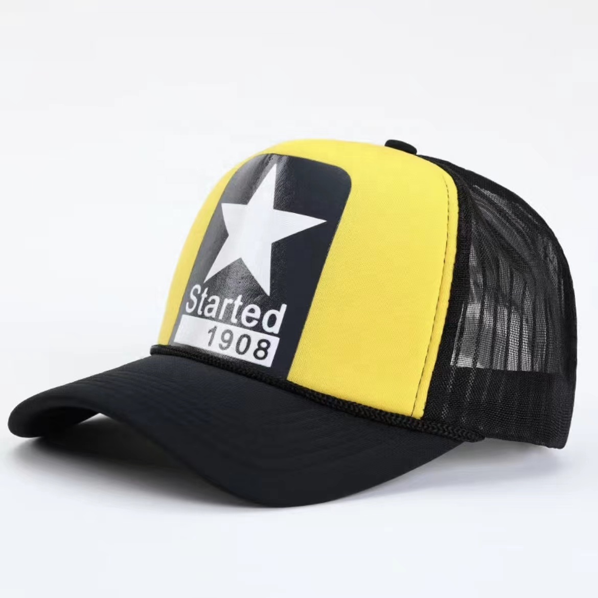 Custom 5-Panel Printed Foam Trucker Mesh Caps Curved Brim Sporty Style Hat with Common Fabric Feature