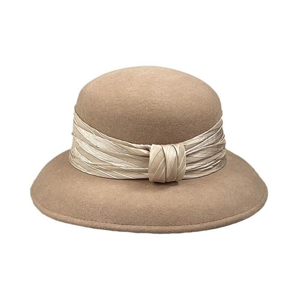 Autumn and Winter Curry Color Bowler Hat European and American Style Round Top with Large Brim Fisherman's Style