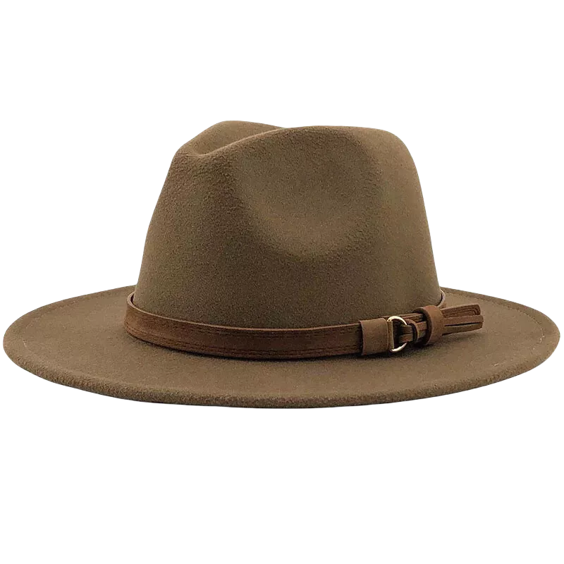 Custom Winter Wool Fedora Hat for Men and Women Vintage Style Wide Brim Leather Straw with Ribbon Buckle for Party