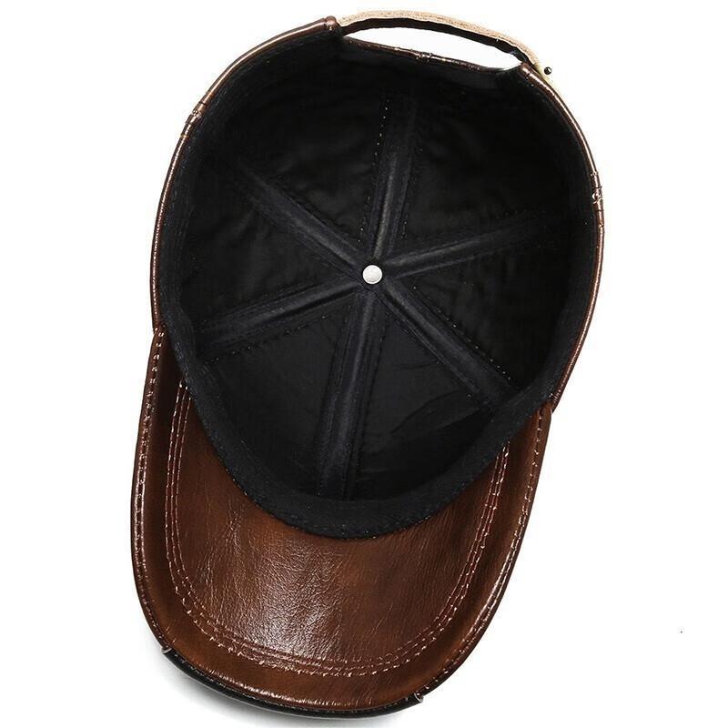 100% Imported Leather Baseball Cap Warm Thin 6 Panel Design Vintage Sporty Style Breathable Fashionable Customizable Printed