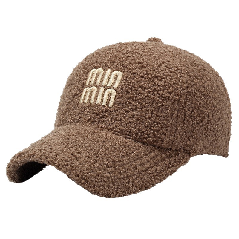 Autumn/Winter Baseball Cap - Teddy Outdoor Fashion Letter Embroidery Warm Baseball Cap