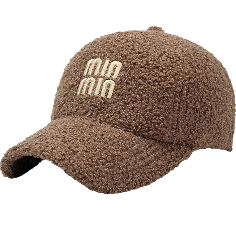 Autumn/Winter Baseball Cap - Teddy Outdoor Fashion Letter Embroidery Warm Baseball Cap