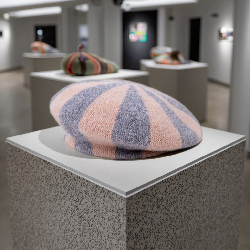 Trendy Contrasting Color 100% Wool Hat Fashion Winter-Spring New Style Knitted Hat Warm Knitted Beret for Ladies