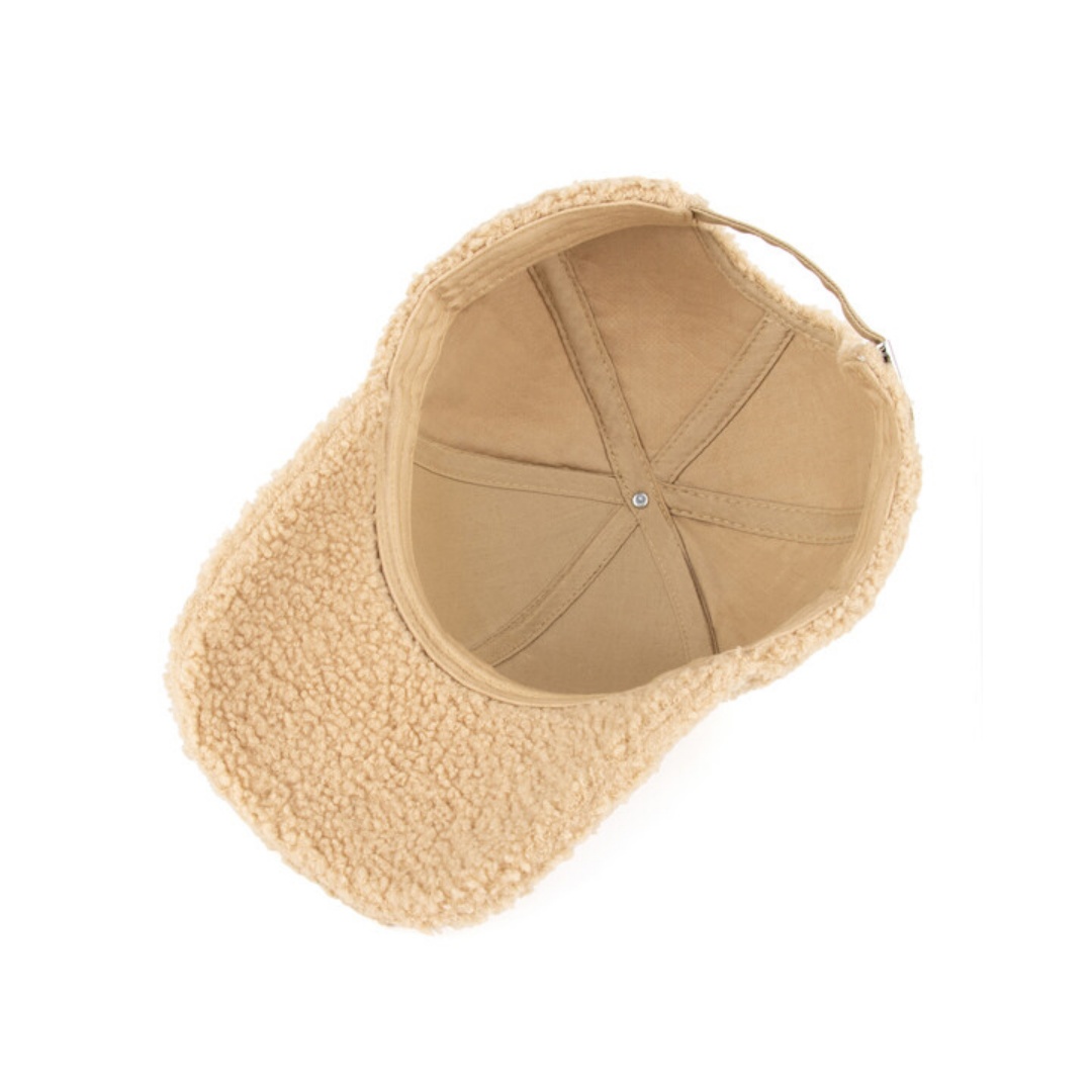 Teddy Velvet Flannel Baseball Cap Waterproof Breathable Curved Brim Sporty Fruit Embossed Print Warm Metal Buckle Letter Pattern