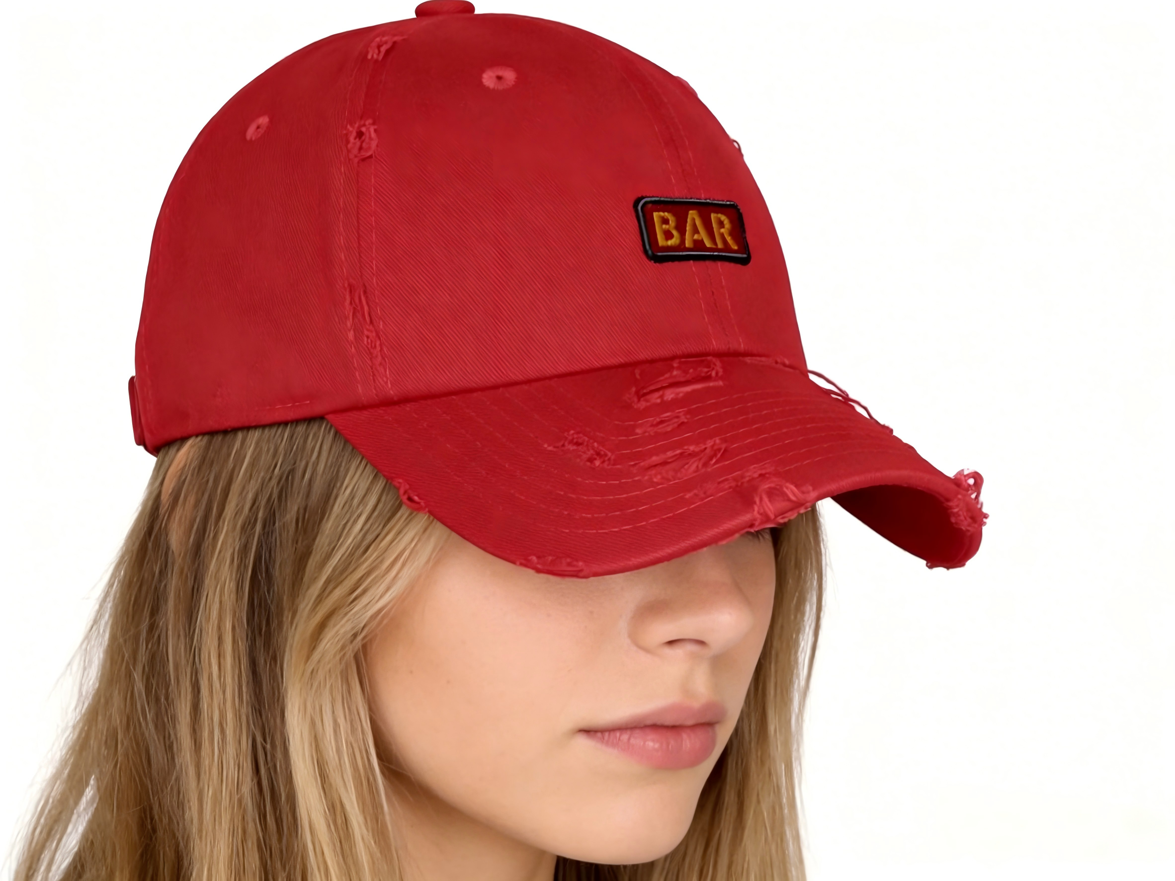 Vintage Washed Distressed Red Dad Cap Embroidery High Quality Cotton Adjustable Dad Hat for Unisex Fashion Outdoor Sports Cap