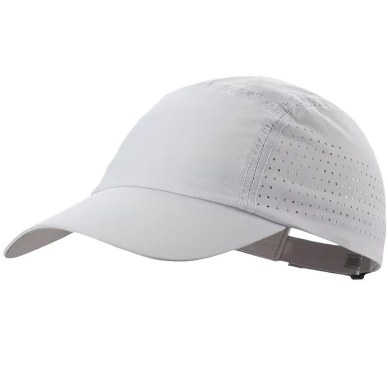 White Sporty Six Sided Hat Adjustable Quick-Dry Outdoor Running Cap Waterproof Breathable Lightweight Street Style