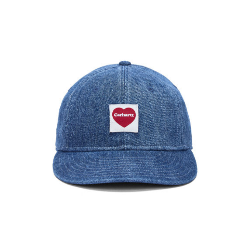 2026 New High-Quality 6-Panel Baseball Cap Woven Heart Logo Silver Metal Buckle with Adjustable Size Pre-Washed Finish