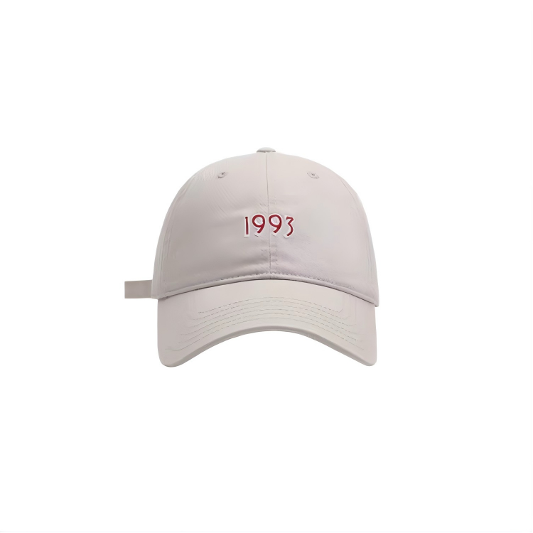 Beige 1993 Number Embroidery Vintage Twill Dobby Baseball Cap Unisex Adjustable Silver Copper Buckle Dad Hat