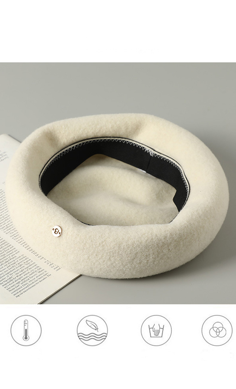 2025 Autumn/Winter New Style Artistic Retro Painter Hat Woolen French Style Ladies Warm Beanie Hat