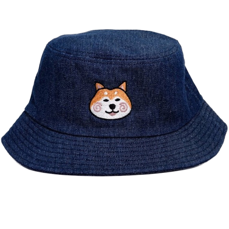 Luxurious 100% Cotton Doggy Cap Embroidered Bucket Hat for Fishing Beach Leisure and Everyday Use