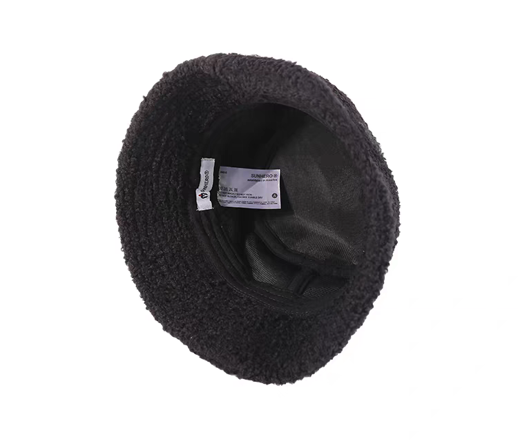 American Trend Sherpa Fleece Velour Fabric Polyester Adjustable Winter Warm Windproof Face Slimming Casual Embroidery Bucket Hat