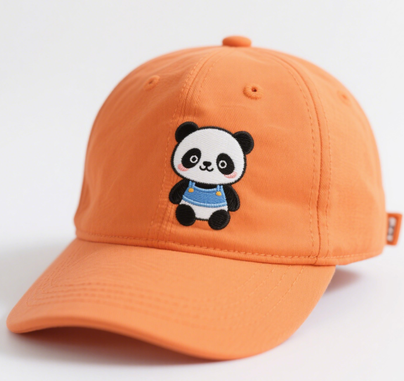 Cute Panda with Bow Embroidered Orange Cotton Baseball Cap – Adjustable Women’s Denim Hat