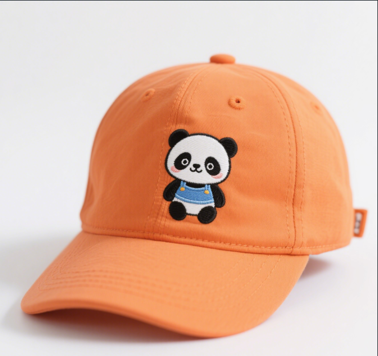 Cute Panda with Bow Embroidered Orange Cotton Baseball Cap – Adjustable Women’s Denim Hat