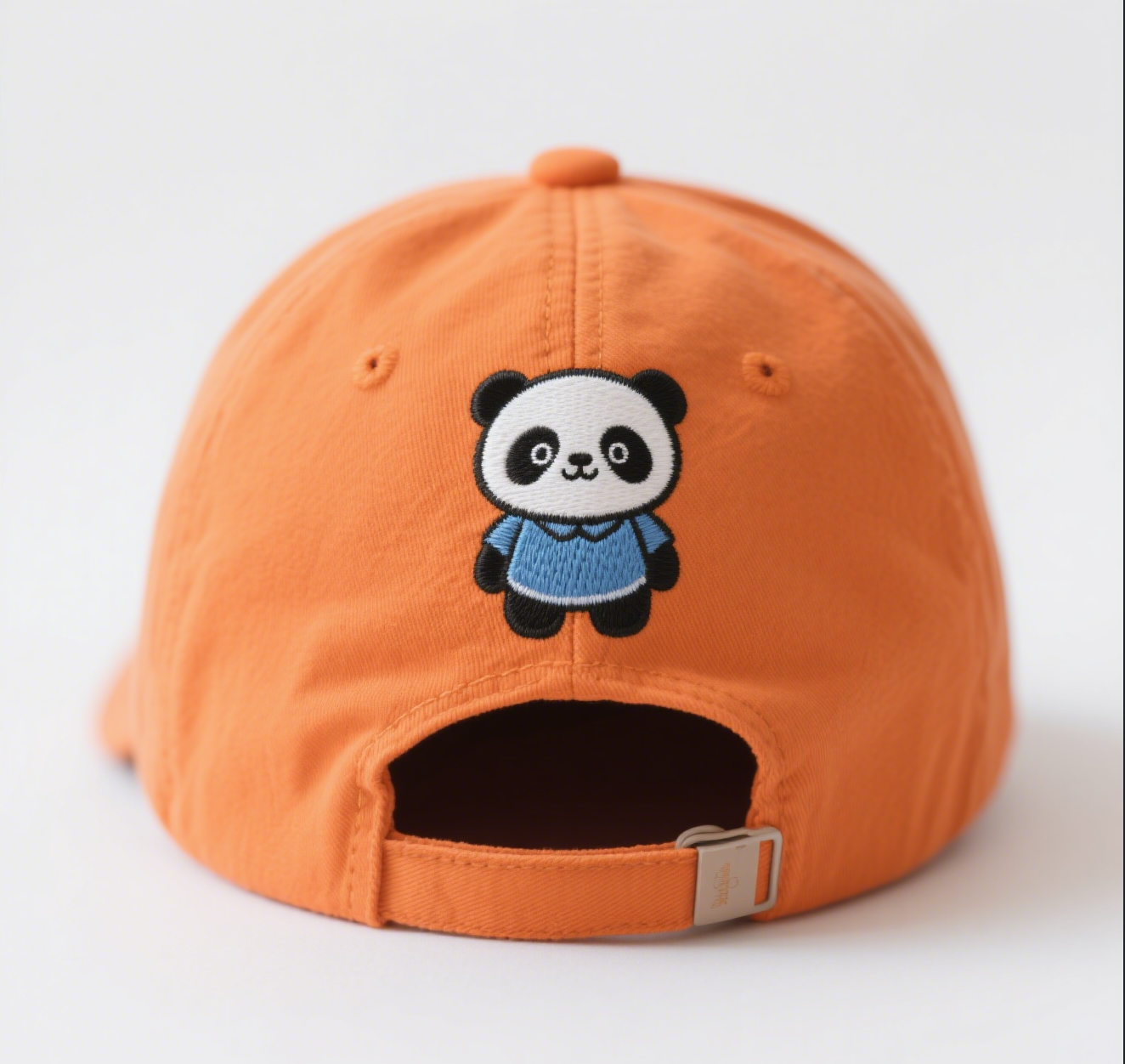 Cute Panda with Bow Embroidered Orange Cotton Baseball Cap – Adjustable Women’s Denim Hat