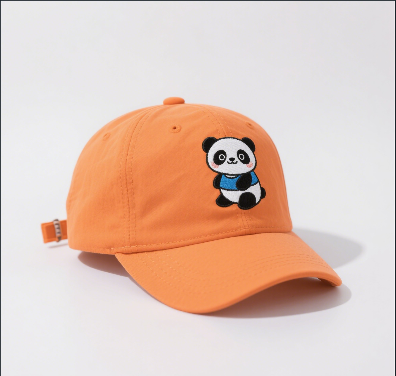 Cute Panda with Bow Embroidered Orange Cotton Baseball Cap – Adjustable Women’s Denim Hat