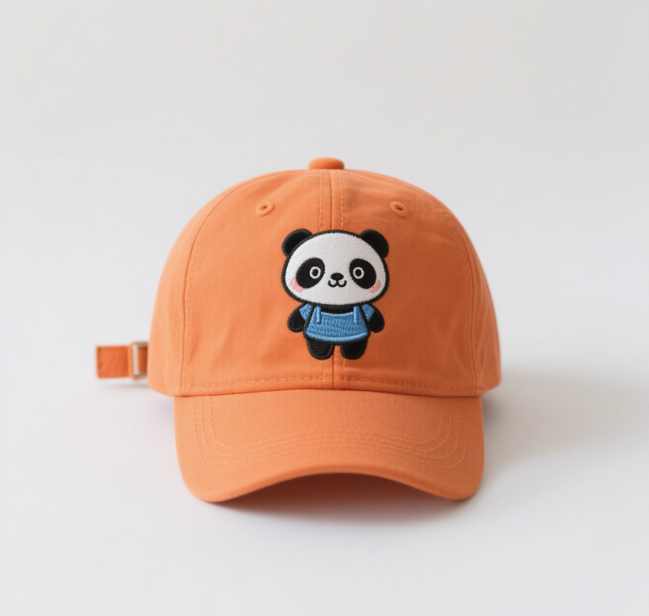 Cute Panda with Bow Embroidered Orange Cotton Baseball Cap – Adjustable Women’s Denim Hat