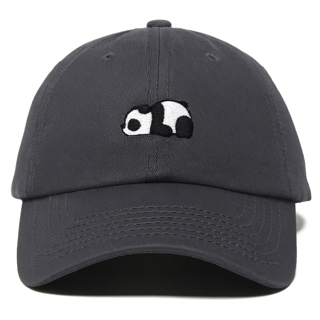 Women's Cute Little Panda Embroidered Gray Adjustable Cotton Denim Baseball Cap