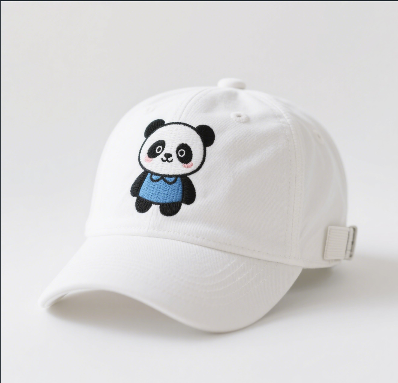 Cute Panda Embroidered White Cotton Baseball Cap – Adjustable Women’s Denim Hat